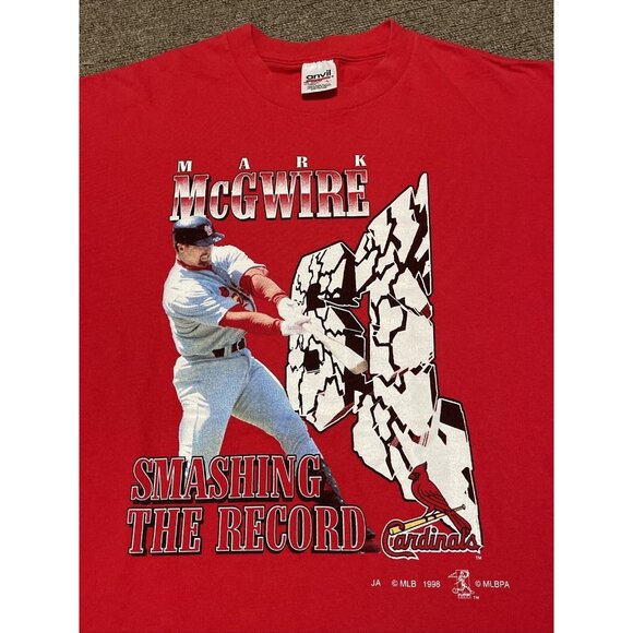 Vintage 1998 Large St. Louis Cardinals Mark McGwire MLB Single Stitch T-Shirt 90 - Picture 3 of 8